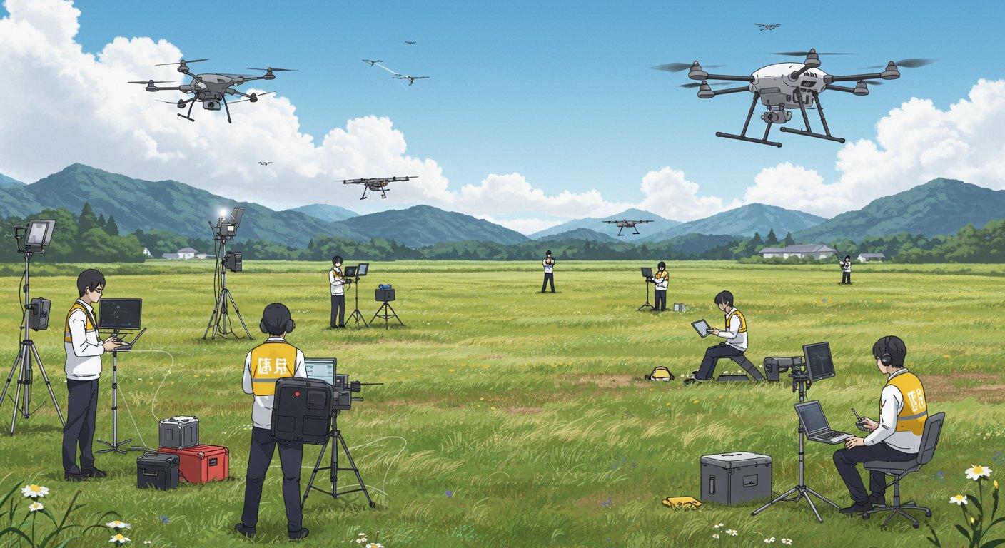 ドローンパイロットの訓練風景