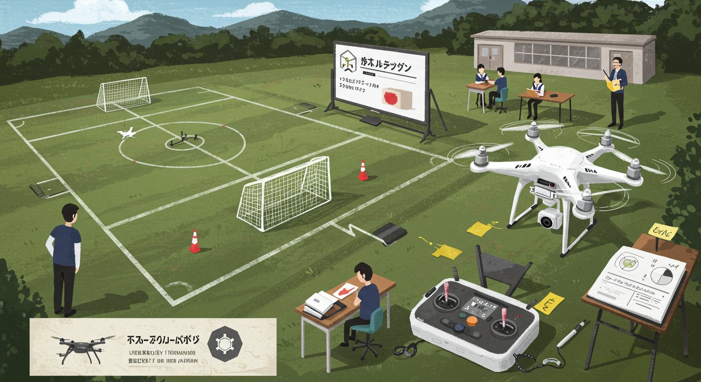 ドローン国家資格の取得過程を示すイラスト