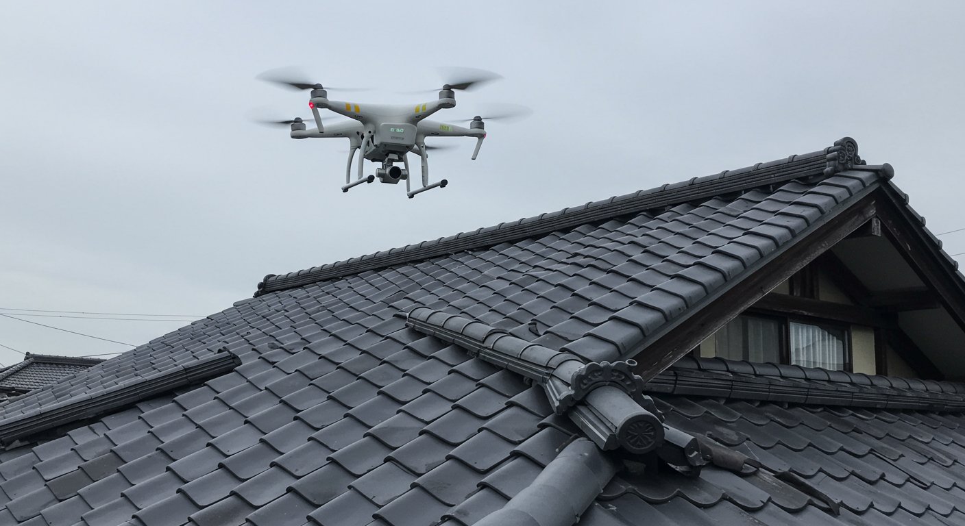 ドローンによる屋根点検の様子